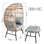 Fauteuil œuf et pouf en osier pour jardin extérieur