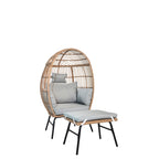 Fauteuil œuf et pouf en osier pour jardin extérieur