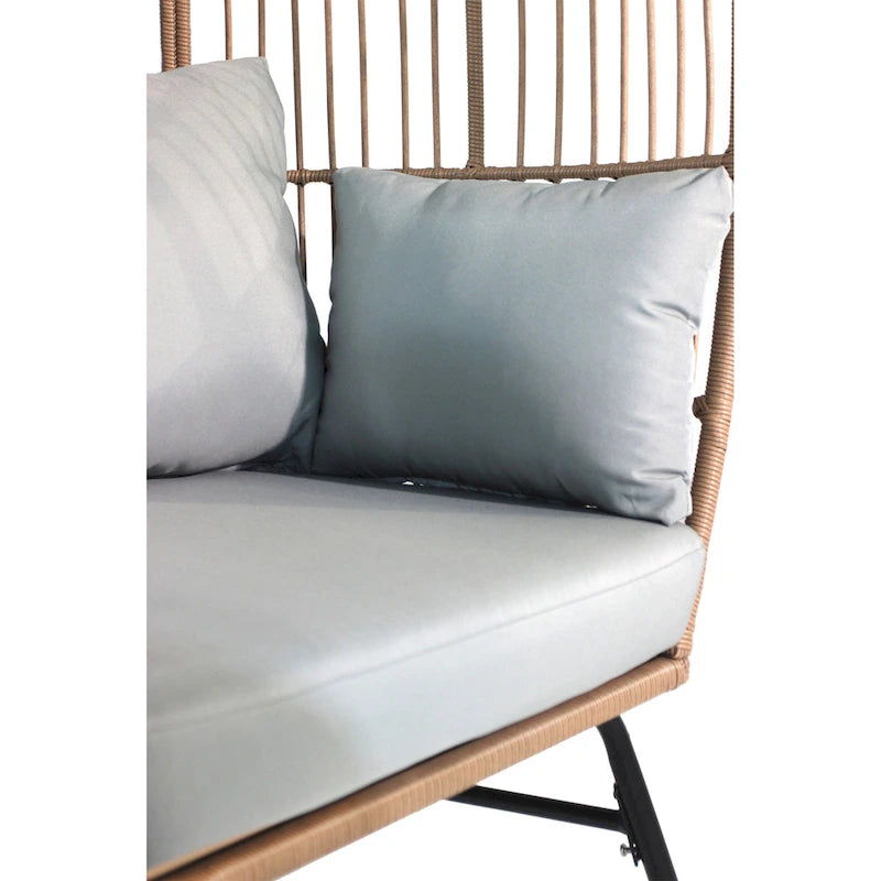 Fauteuil œuf et pouf en osier pour jardin extérieur