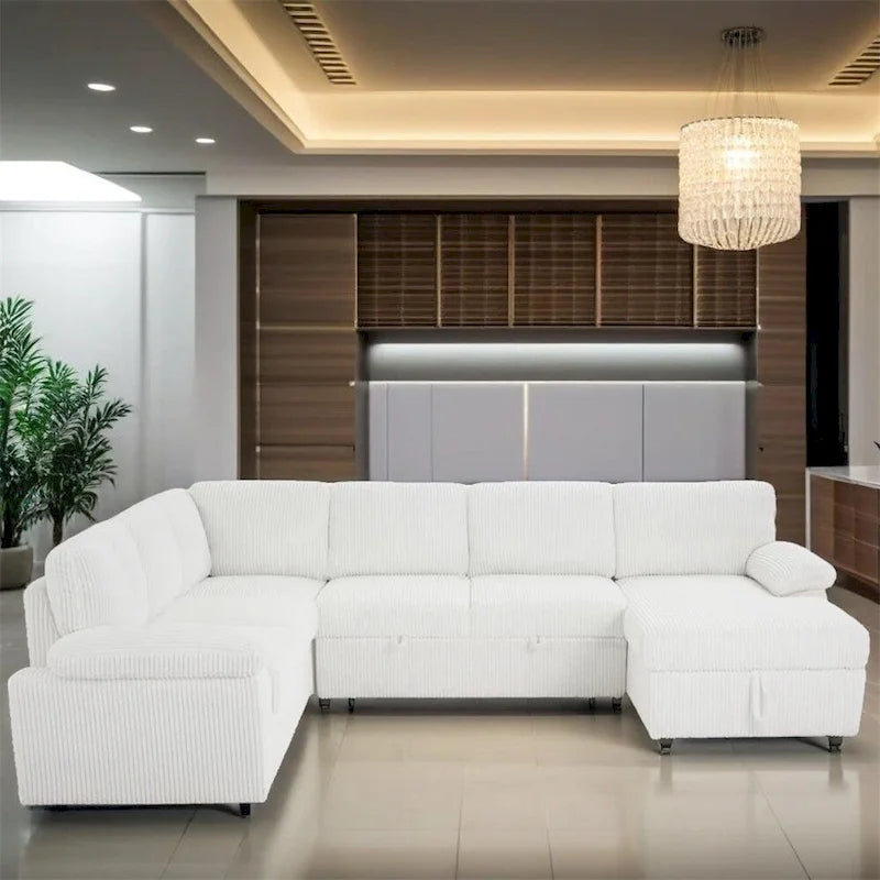 Canapé de rangement modulaire surdimensionné en velours côtelé