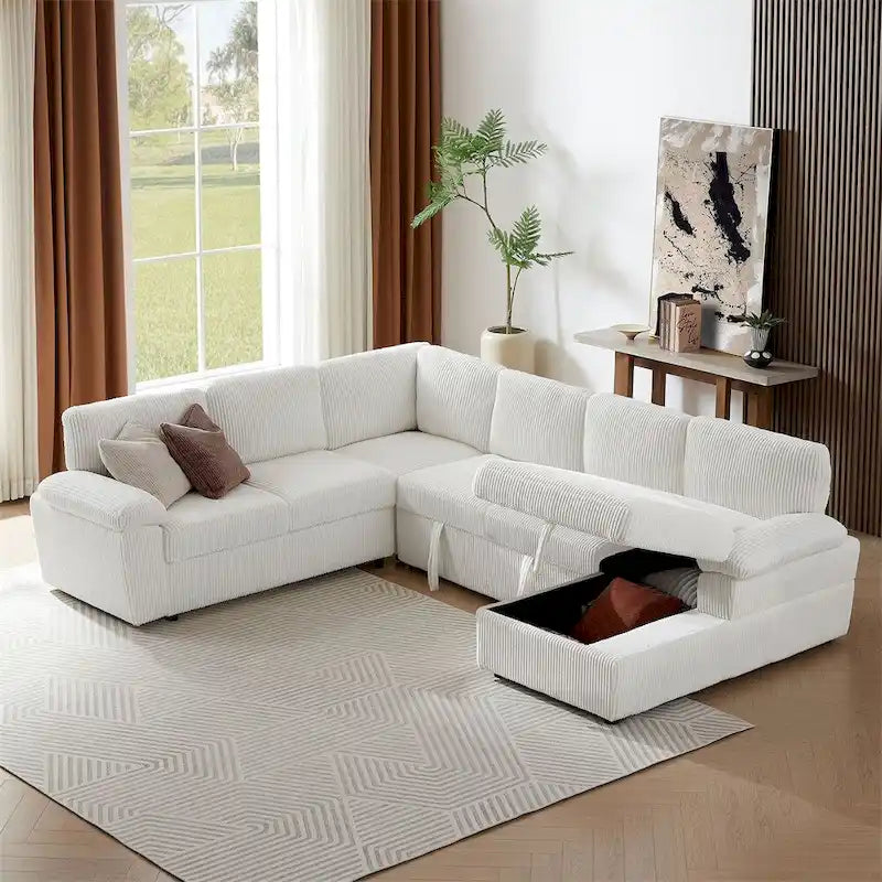 Canapé de rangement modulaire surdimensionné en velours côtelé
