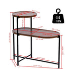 Table d'appoint ronde moderne à 2 niveaux avec étagère de rangement en bois
