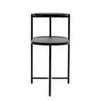 Table d'appoint ronde moderne à 2 niveaux avec étagère de rangement en bois