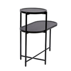 Table d'appoint ronde moderne à 2 niveaux avec étagère de rangement en bois