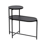 Table d'appoint ronde moderne à 2 niveaux avec étagère de rangement en bois
