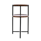 Table d'appoint ronde moderne à 2 niveaux avec étagère de rangement en bois
