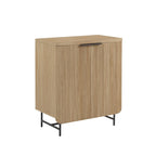 Console de rangement moderne style scandinave avec portes cannelées pour salon, chambre et bureau - Chêne côtier