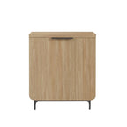 Console de rangement moderne style scandinave avec portes cannelées pour salon, chambre et bureau - Chêne côtier