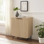 Console de rangement moderne style scandinave avec portes cannelées pour salon, chambre et bureau - Chêne côtier