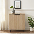 Console de rangement moderne style scandinave avec portes cannelées pour salon, chambre et bureau - Chêne côtier