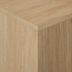 Console de rangement moderne style scandinave avec portes cannelées pour salon, chambre et bureau - Chêne côtier