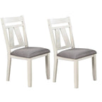 Chaise de salle à manger classique de 24 pouces, assise rembourrée, lot de 2, gris, blanc