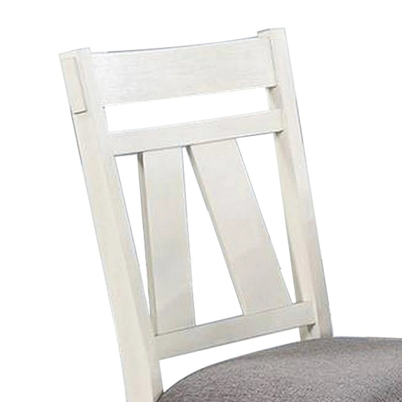 Chaise de salle à manger classique de 24 pouces, assise rembourrée, lot de 2, gris, blanc