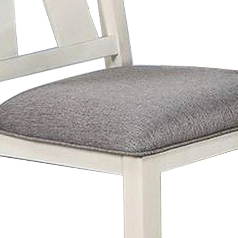 Chaise de salle à manger classique de 24 pouces, assise rembourrée, lot de 2, gris, blanc
