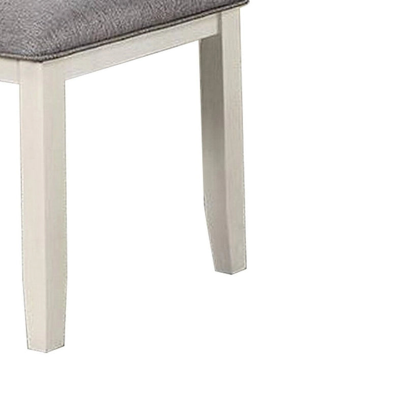 Chaise de salle à manger classique de 24 pouces, assise rembourrée, lot de 2, gris, blanc
