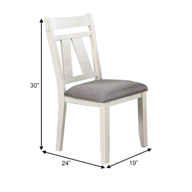Chaise de salle à manger classique de 24 pouces, assise rembourrée, lot de 2, gris, blanc