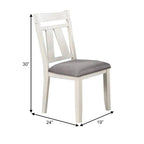 Chaise de salle à manger classique de 24 pouces, assise rembourrée, lot de 2, gris, blanc