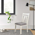 Chaise de salle à manger classique de 24 pouces, assise rembourrée, lot de 2, gris, blanc