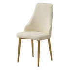 Chaise de salle à manger avec pieds en métal robustes blancs en cuir PU pour salon, salle à manger, salle de réception (Lot de 2)