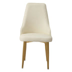 Chaise de salle à manger avec pieds en métal robustes blancs en cuir PU pour salon, salle à manger, salle de réception (Lot de 2)